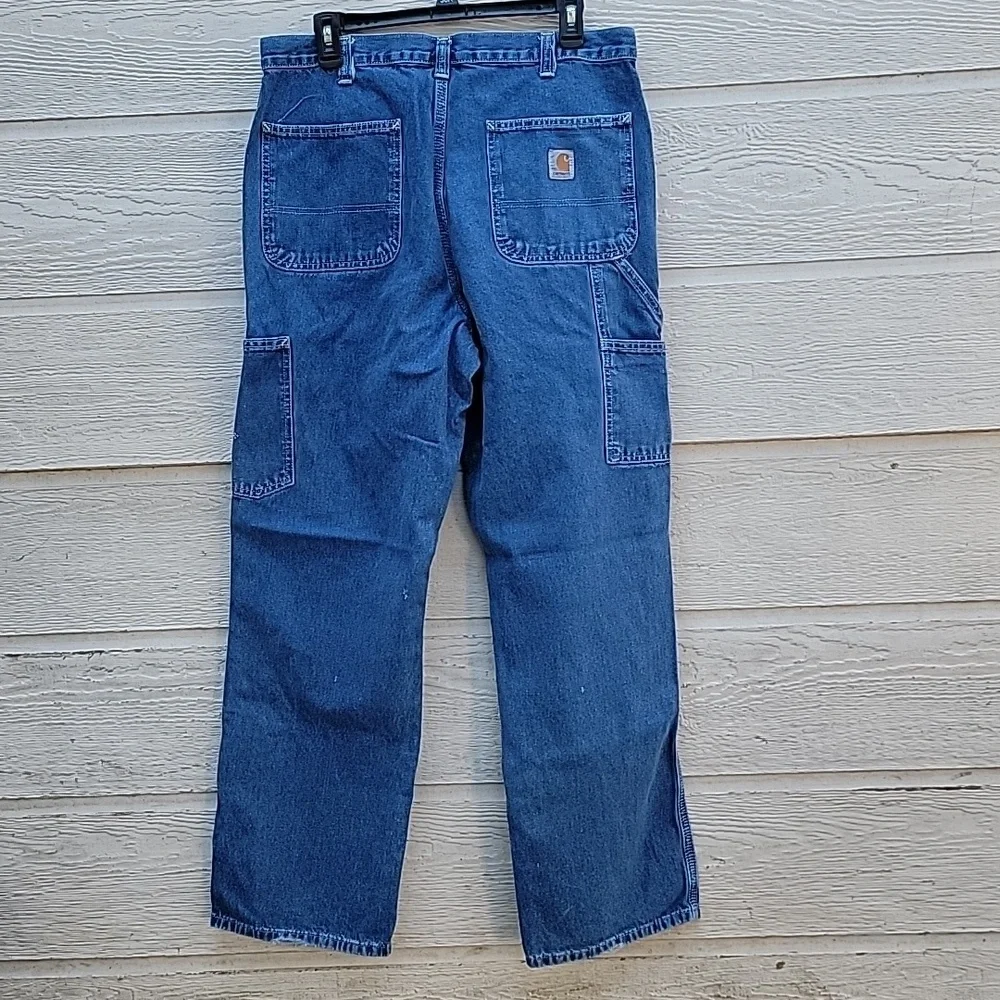 Carhartt dungaree Fit Men's jeans 5 pocket color blue size 38X32 100% cotton